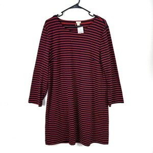J.Crew Women's Striped Maritime Dress Red Blue Navy Size XL Preppy Nautical